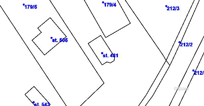 Parcela st. 481 v KÚ Černýš, Katastrální mapa