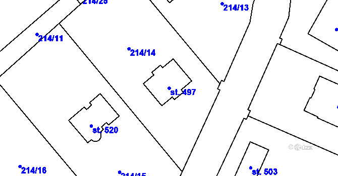Parcela st. 497 v KÚ Černýš, Katastrální mapa