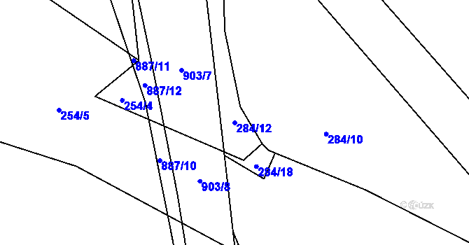 Parcela st. 284/12 v KÚ Černýš, Katastrální mapa