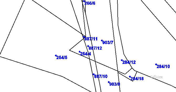 Parcela st. 887/12 v KÚ Černýš, Katastrální mapa