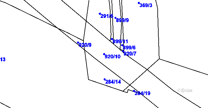 Parcela st. 920/10 v KÚ Černýš, Katastrální mapa