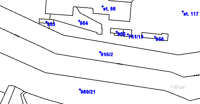 Parcela st. 916/2 v KÚ Černýš, Katastrální mapa