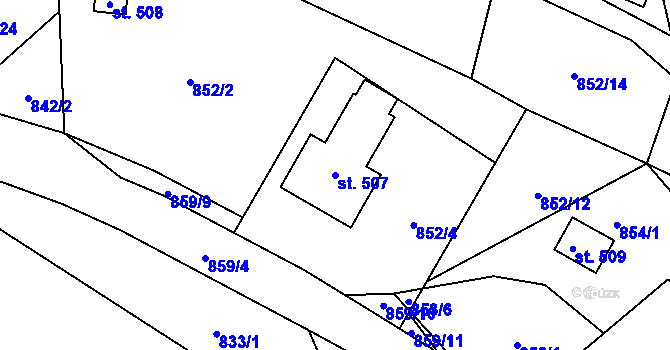 Parcela st. 507 v KÚ Černýš, Katastrální mapa