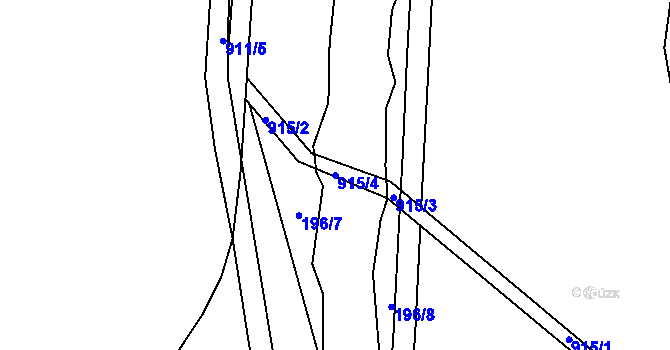 Parcela st. 915/4 v KÚ Černýš, Katastrální mapa