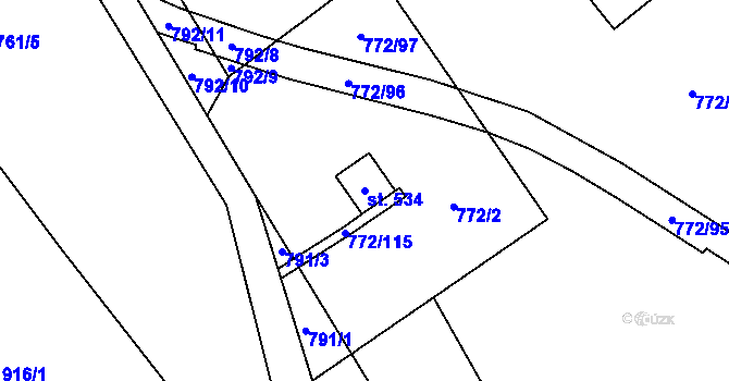 Parcela st. 534 v KÚ Černýš, Katastrální mapa