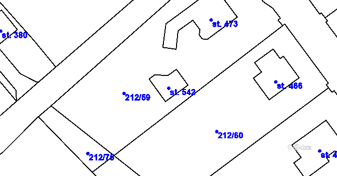 Parcela st. 542 v KÚ Černýš, Katastrální mapa