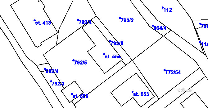 Parcela st. 554 v KÚ Černýš, Katastrální mapa