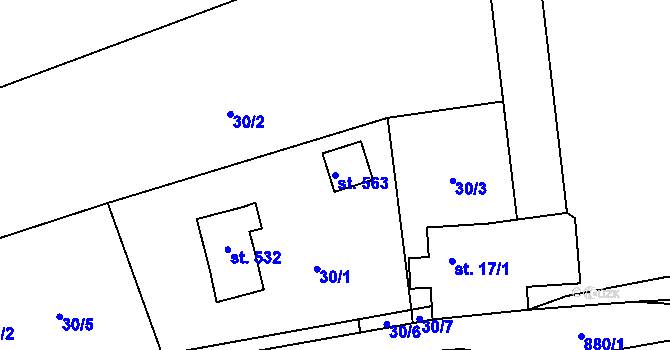 Parcela st. 563 v KÚ Černýš, Katastrální mapa