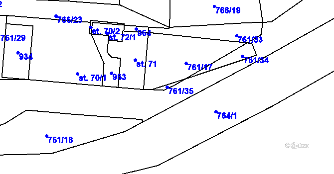 Parcela st. 761/35 v KÚ Černýš, Katastrální mapa