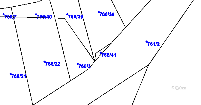 Parcela st. 766/41 v KÚ Černýš, Katastrální mapa