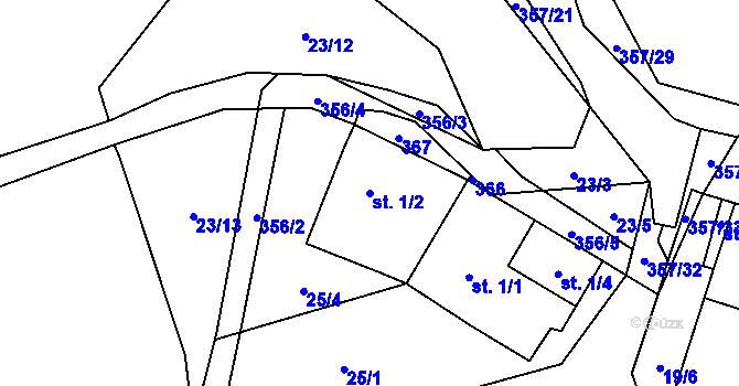 Parcela st. 1/2 v KÚ Ondřejov u Perštejna, Katastrální mapa