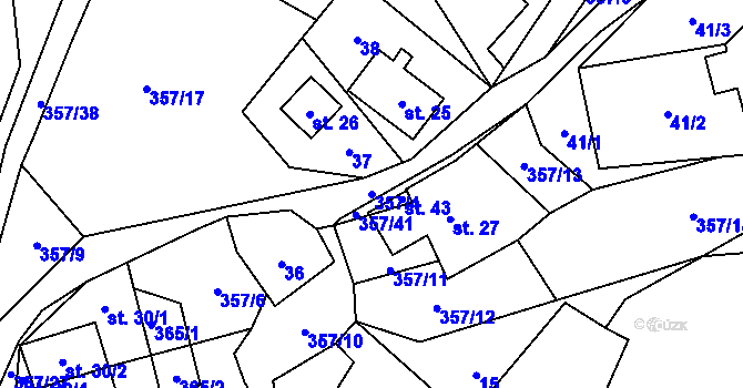 Parcela st. 357/4 v KÚ Ondřejov u Perštejna, Katastrální mapa