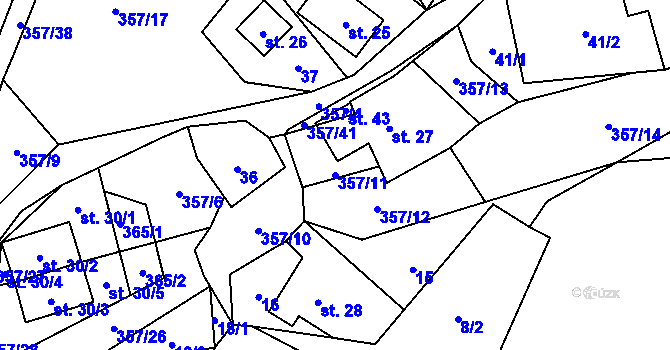 Parcela st. 357/11 v KÚ Ondřejov u Perštejna, Katastrální mapa