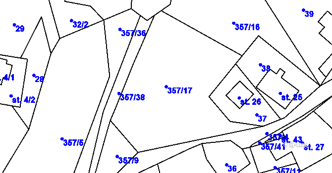 Parcela st. 357/17 v KÚ Ondřejov u Perštejna, Katastrální mapa
