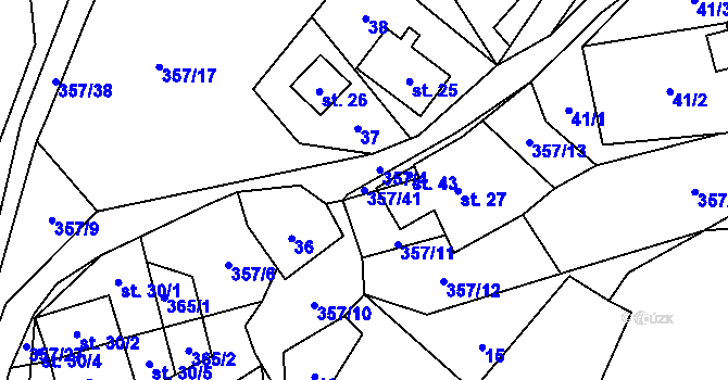 Parcela st. 357/41 v KÚ Ondřejov u Perštejna, Katastrální mapa