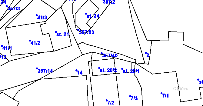 Parcela st. 357/40 v KÚ Ondřejov u Perštejna, Katastrální mapa