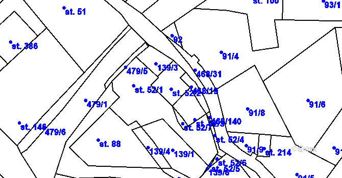 Parcela st. 52/2 v KÚ Perštejn, Katastrální mapa