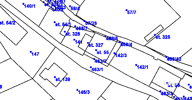 Parcela st. 55 v KÚ Perštejn, Katastrální mapa