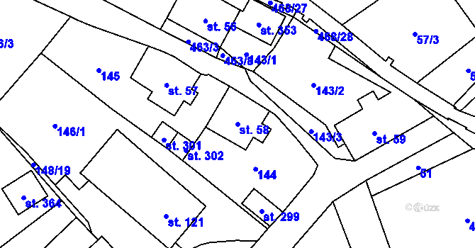 Parcela st. 58 v KÚ Perštejn, Katastrální mapa