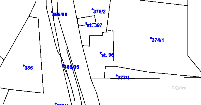 Parcela st. 96 v KÚ Perštejn, Katastrální mapa