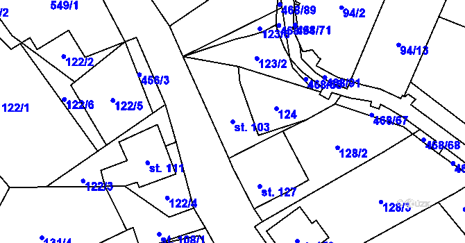 Parcela st. 103 v KÚ Perštejn, Katastrální mapa