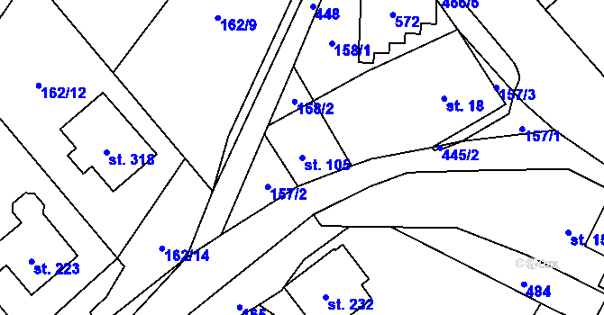 Parcela st. 105 v KÚ Perštejn, Katastrální mapa