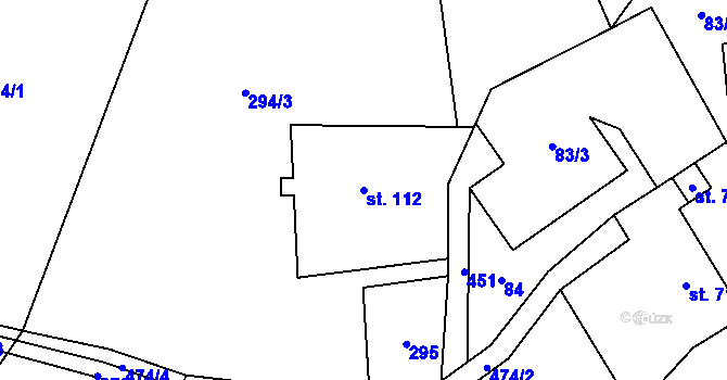 Parcela st. 112 v KÚ Perštejn, Katastrální mapa