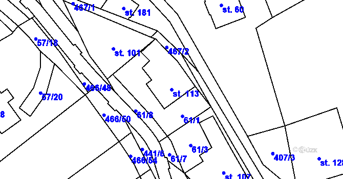 Parcela st. 113 v KÚ Perštejn, Katastrální mapa