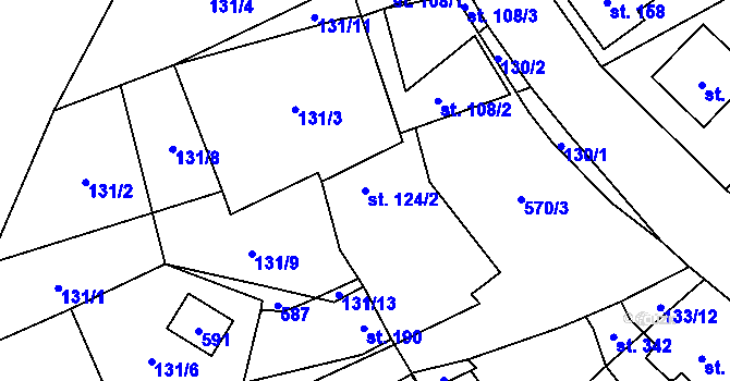 Parcela st. 124/2 v KÚ Perštejn, Katastrální mapa