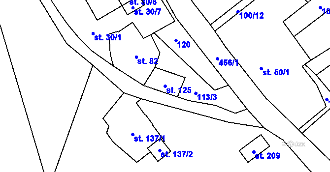Parcela st. 125 v KÚ Perštejn, Katastrální mapa