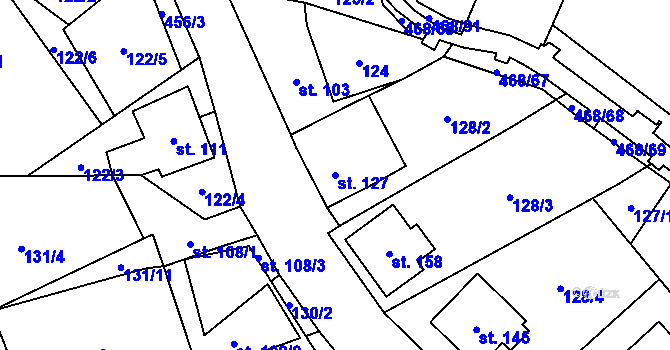 Parcela st. 127 v KÚ Perštejn, Katastrální mapa