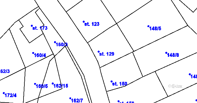 Parcela st. 129 v KÚ Perštejn, Katastrální mapa