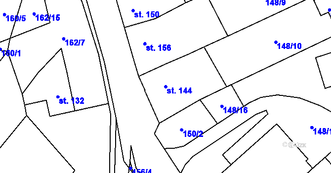 Parcela st. 144 v KÚ Perštejn, Katastrální mapa