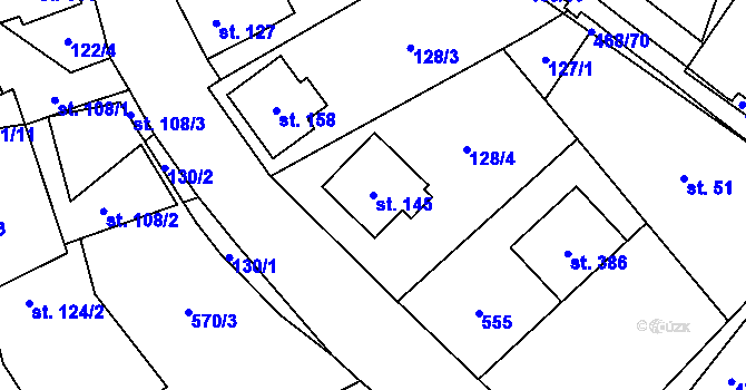 Parcela st. 145 v KÚ Perštejn, Katastrální mapa