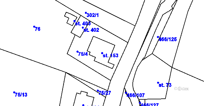 Parcela st. 153 v KÚ Perštejn, Katastrální mapa