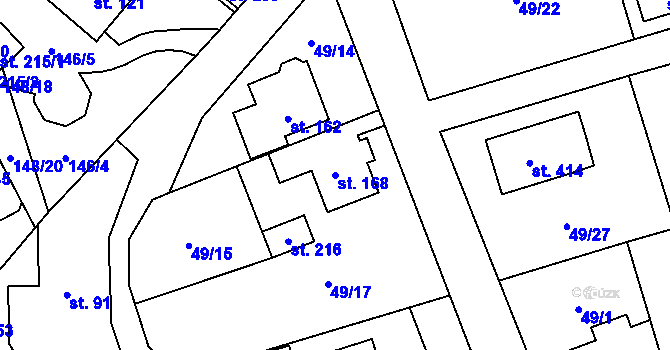Parcela st. 168 v KÚ Perštejn, Katastrální mapa