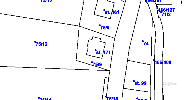 Parcela st. 171 v KÚ Perštejn, Katastrální mapa