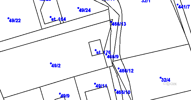 Parcela st. 176 v KÚ Perštejn, Katastrální mapa