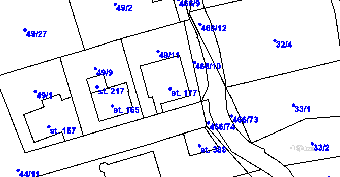 Parcela st. 177 v KÚ Perštejn, Katastrální mapa