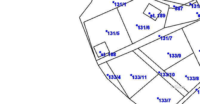 Parcela st. 188 v KÚ Perštejn, Katastrální mapa