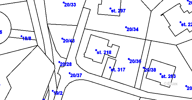 Parcela st. 218 v KÚ Perštejn, Katastrální mapa