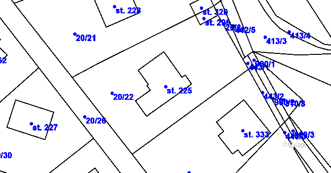 Parcela st. 225 v KÚ Perštejn, Katastrální mapa
