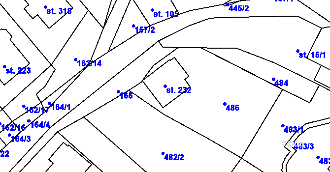 Parcela st. 232 v KÚ Perštejn, Katastrální mapa