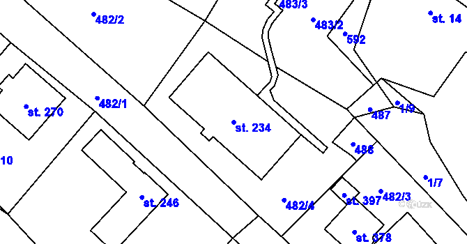 Parcela st. 234 v KÚ Perštejn, Katastrální mapa