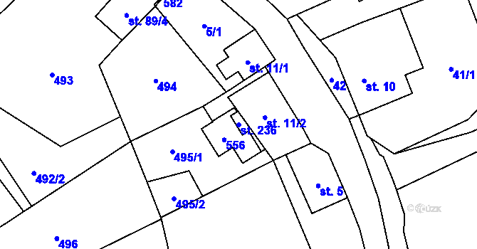 Parcela st. 236 v KÚ Perštejn, Katastrální mapa