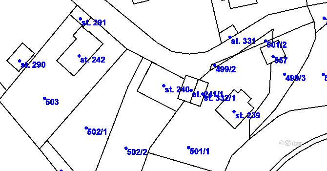 Parcela st. 240 v KÚ Perštejn, Katastrální mapa