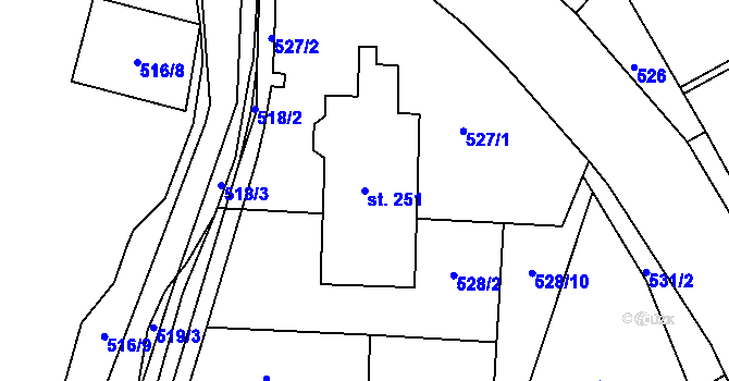 Parcela st. 251 v KÚ Perštejn, Katastrální mapa