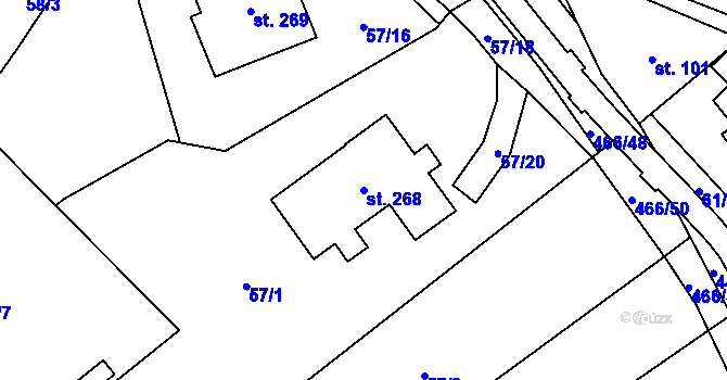 Parcela st. 268 v KÚ Perštejn, Katastrální mapa