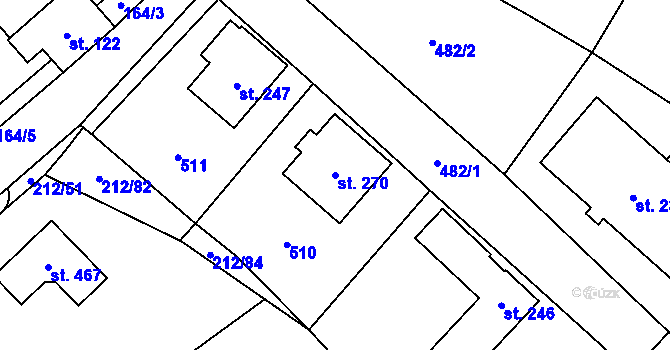 Parcela st. 270 v KÚ Perštejn, Katastrální mapa