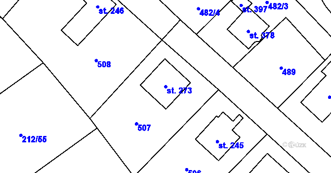 Parcela st. 273 v KÚ Perštejn, Katastrální mapa